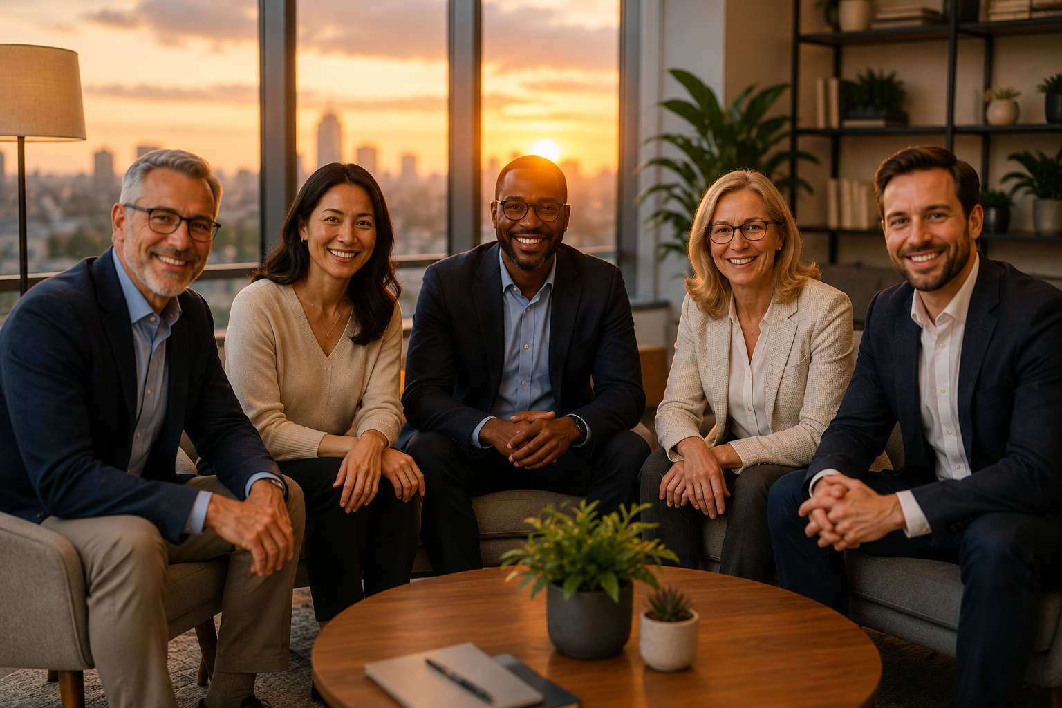 Organization leaders planning together in a warm office